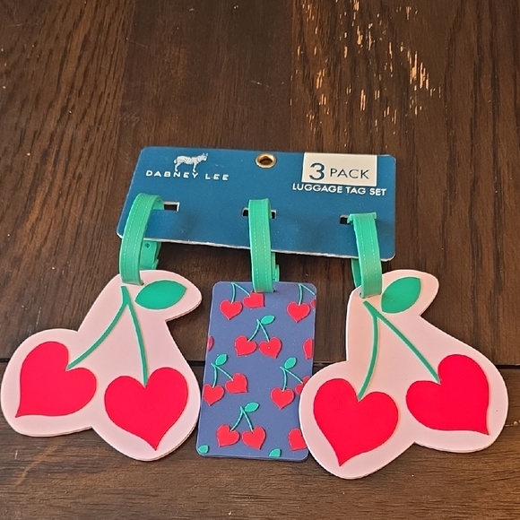 Dabney Lee Handbags - Dabney Lee Cherry Hearts Luggage Tag Set - Pink, Red & Blue